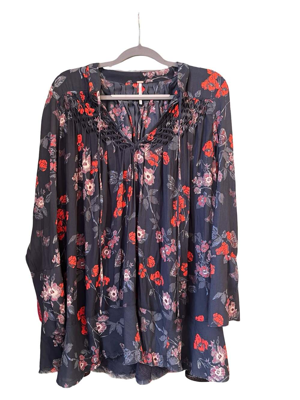 Free People Flower Power Floral Lattice Tunic Top Size Large - Picture 2 of 6